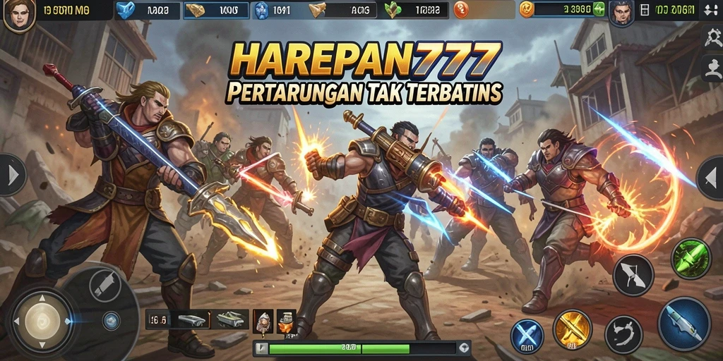 Screenshot utama HARAPAN777 menampilkan aksi pertarungan yang seru dan dinamis.